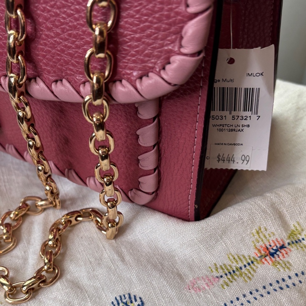 NWT Coach Lane shoulder bag in gold shell pink pebble leather purse - Picture 2 of 7